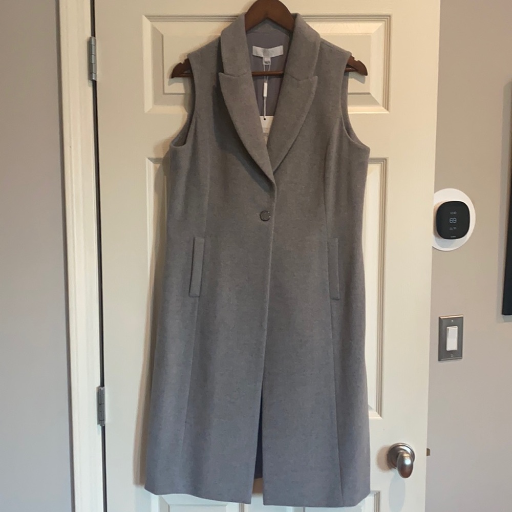 Misook Collection Grey Long Wool Vest Size S